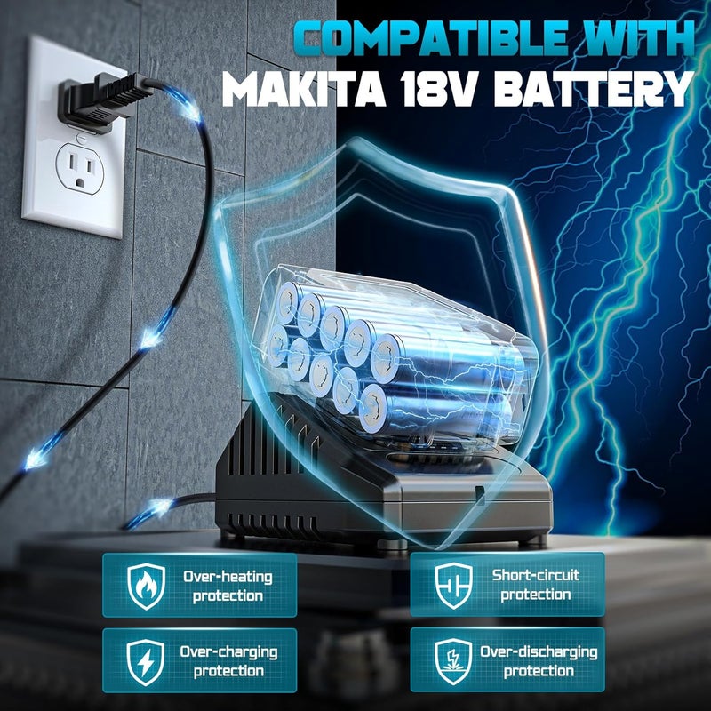 Cerycose Jigsaw Compatible With Makita 18V Battery, Cordless jig saw tool, 0°- 45° Bevel Cuts, LED Light with 3 Position Orbital Setting for Cutting (With 5Ah Battery & Charger Station Kit) - Image 2
